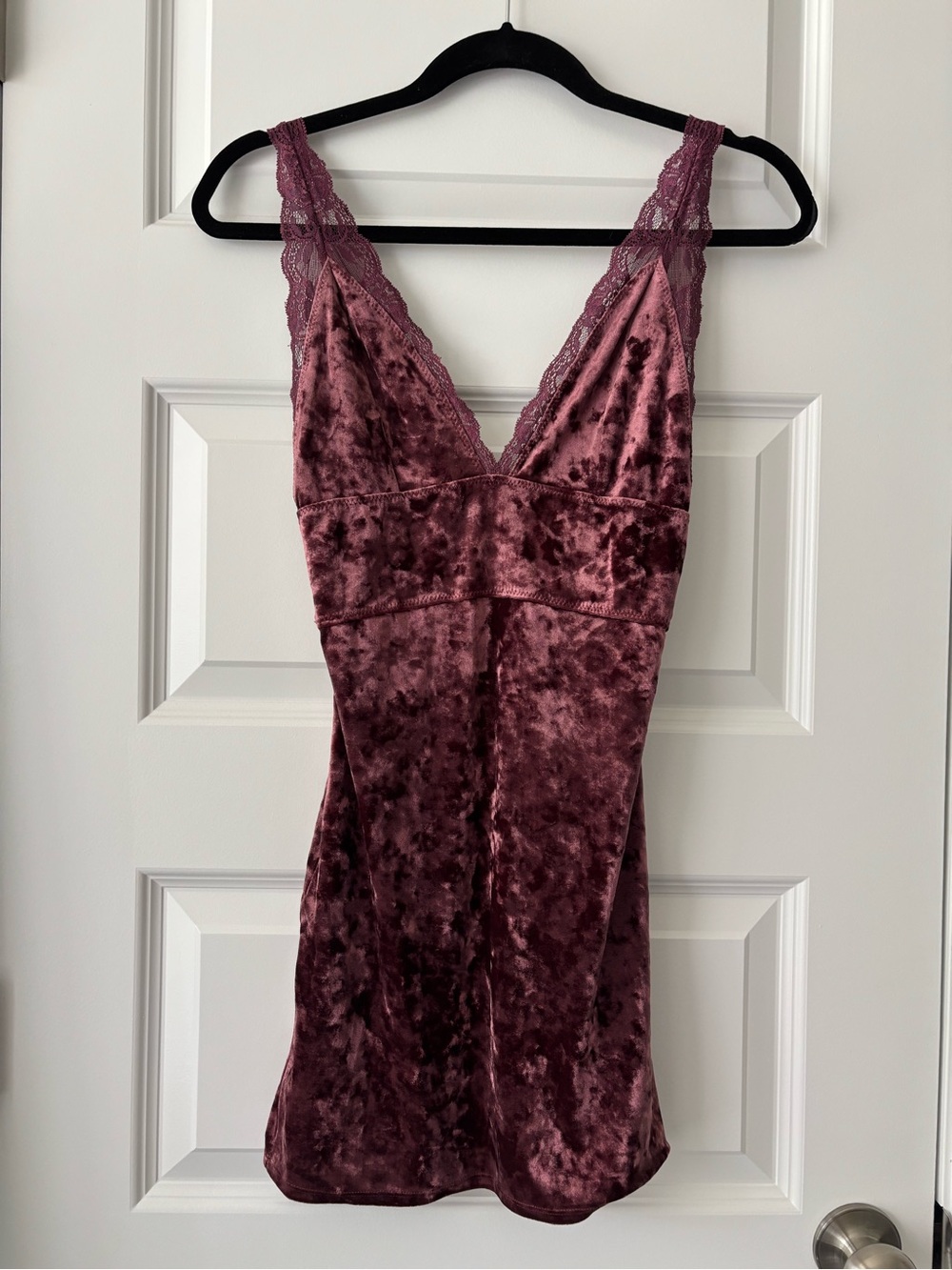 Intimately Free People Crushed Velvet Lace Mini Slip Dress Size S